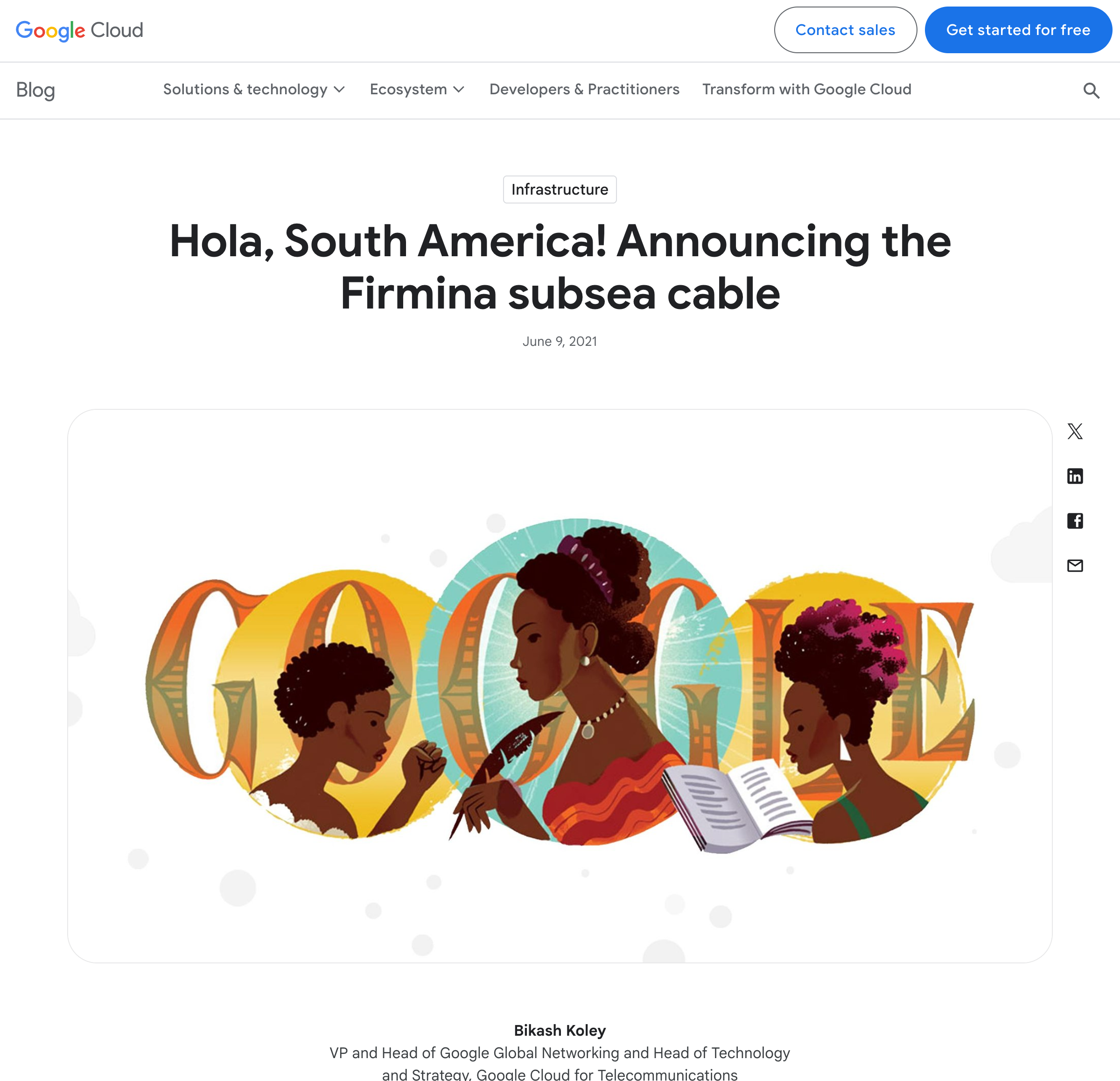 Google Cloud Firmina subsea cable announcement
